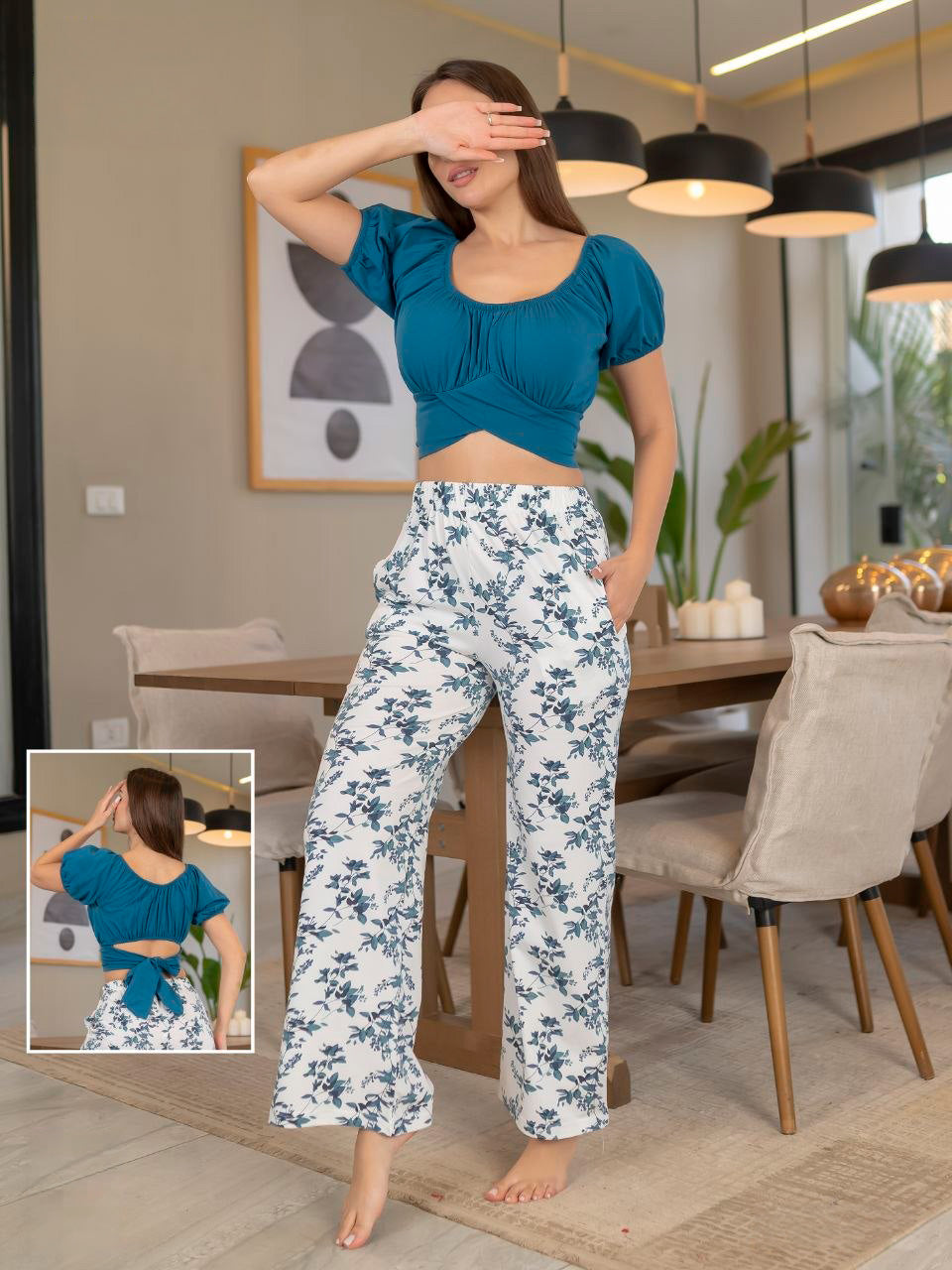 Cotton Stomach-Cut Pajama Set – 2 Pieces